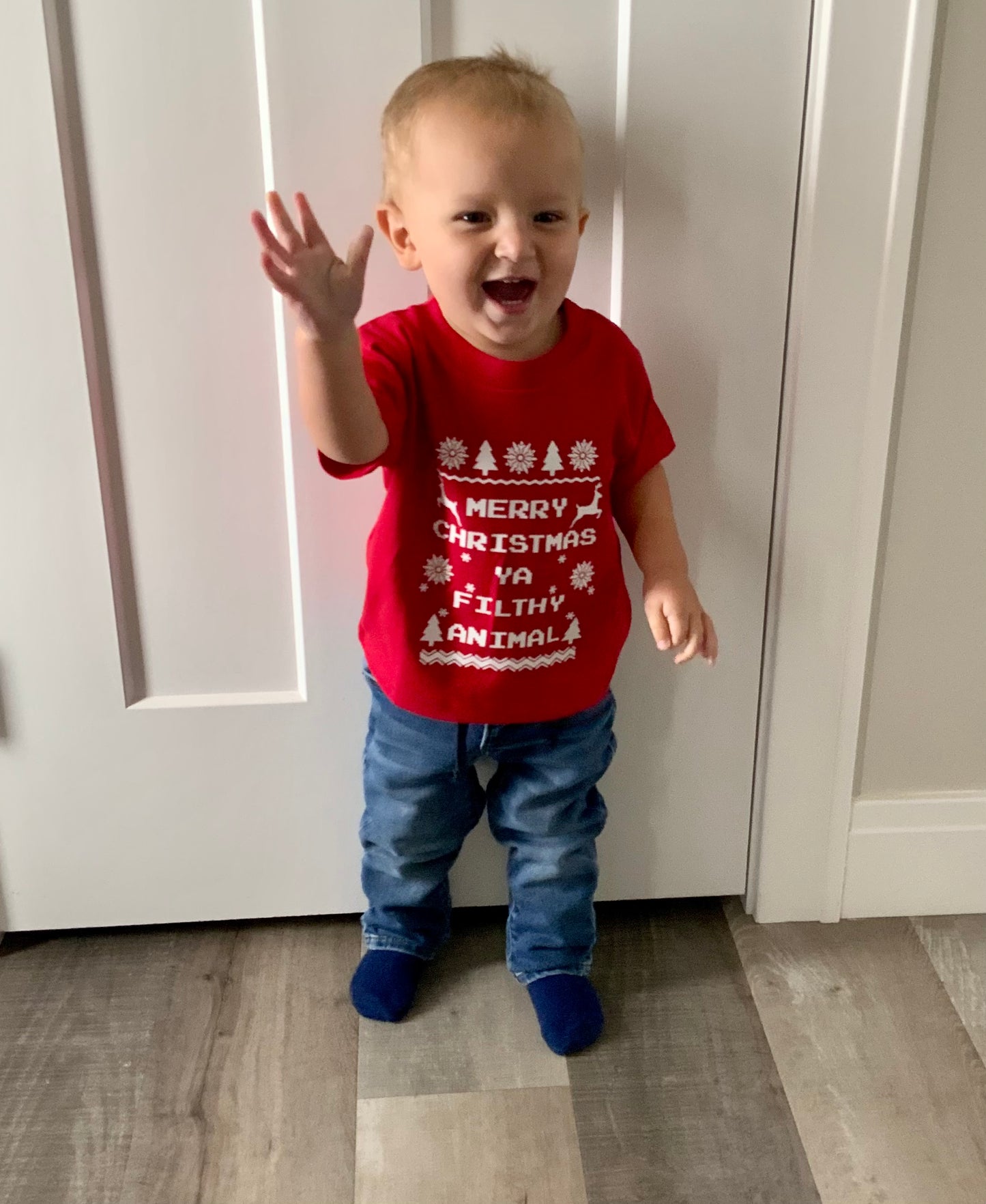 Merry Christmas Ya Filthy Animal Red Tee