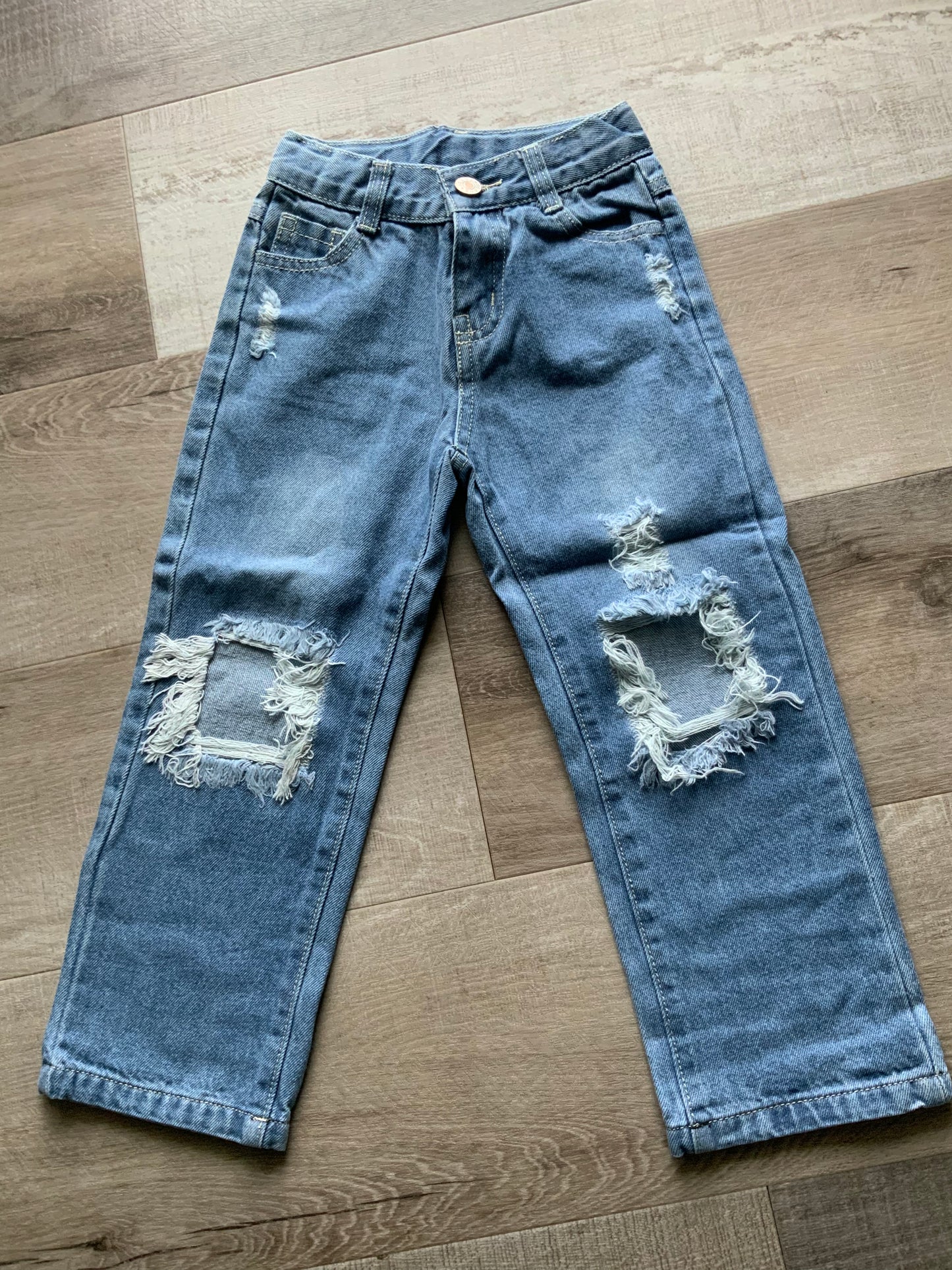 Boyfriend Fit Distressed Denim