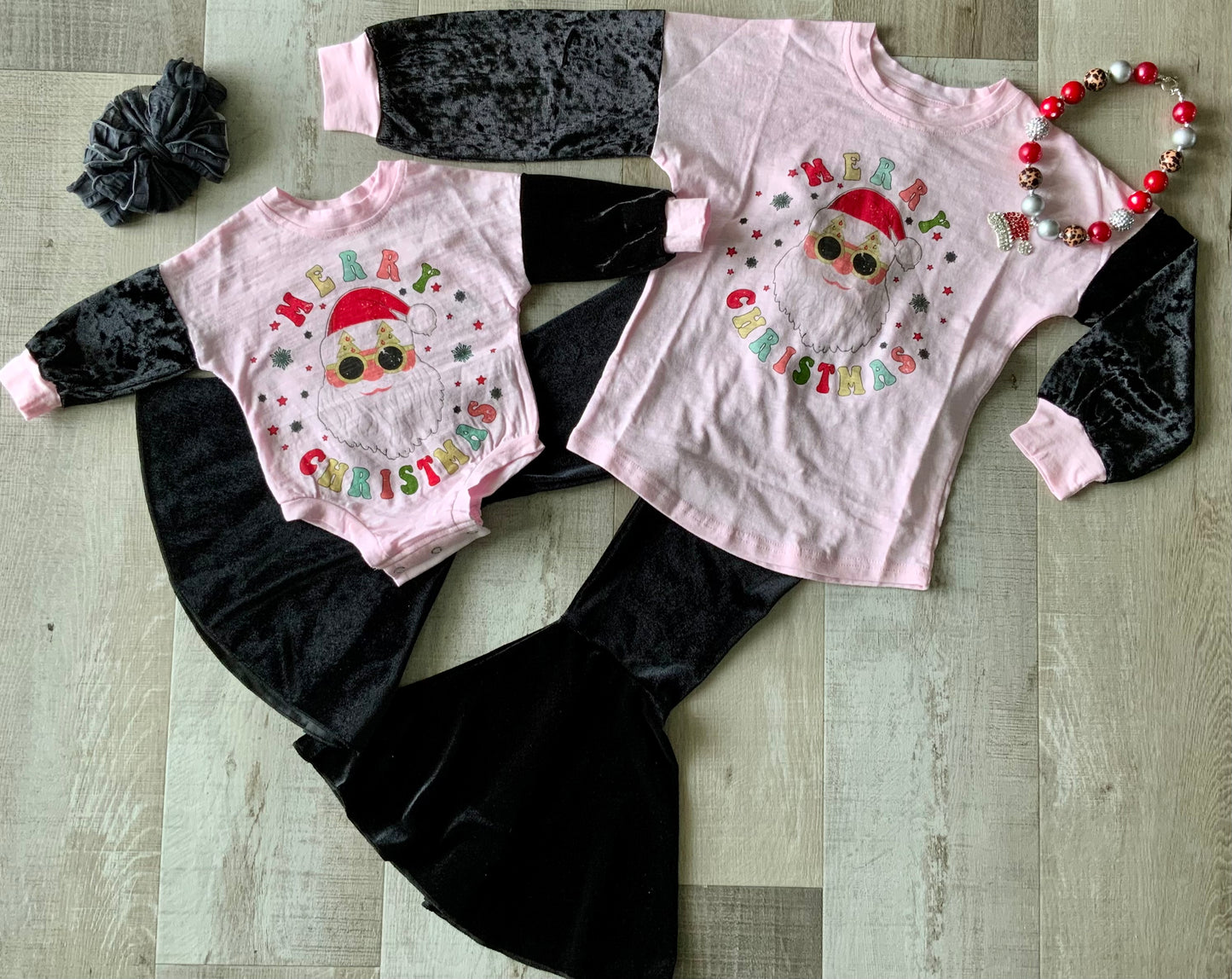 Merry Christmas Velvet Sleeve Top