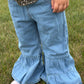 Lightweight Ruffled Denim Pants