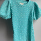Aqua Swiss Dot Puff Sleeve Top