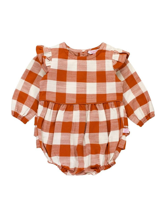 Rust Plaid Woven Flutter Bubble