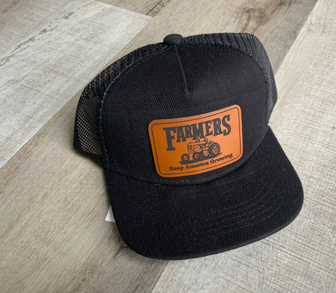 Farmers Keep America Growing Leather Patch Hat