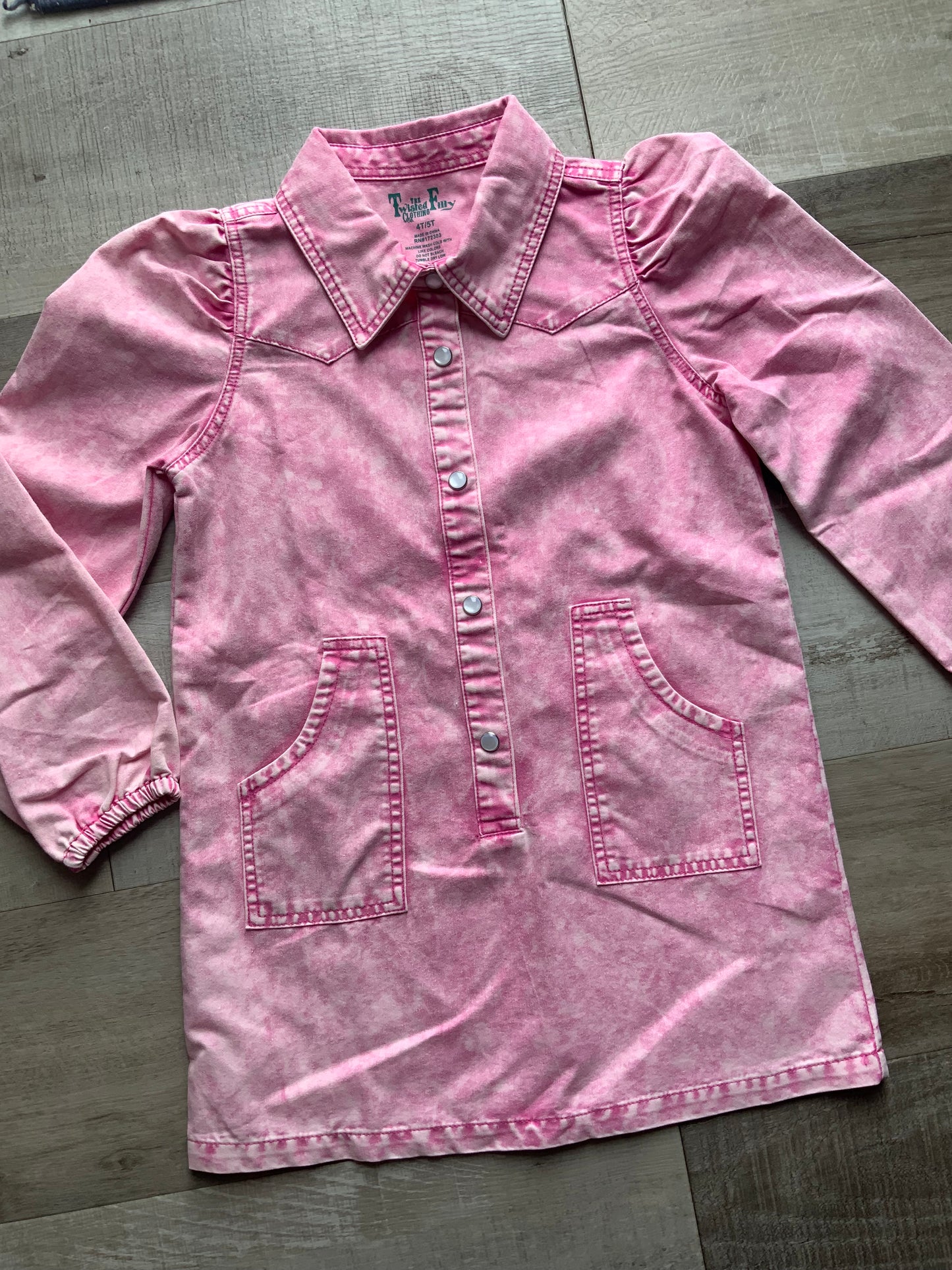 Vintage Pink Pearl Snap Dress