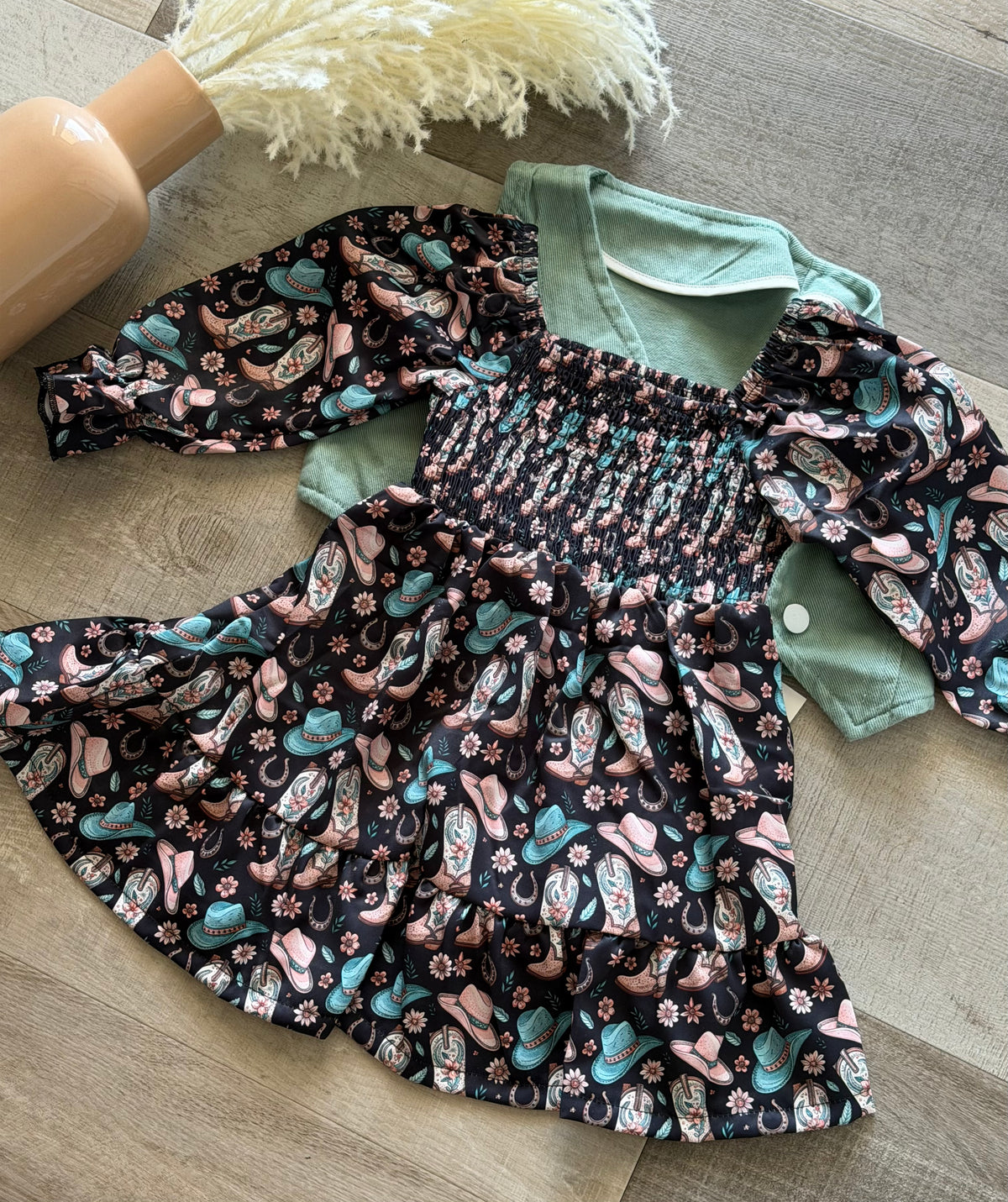 Teal Cowgirl Boots Dress & Vest