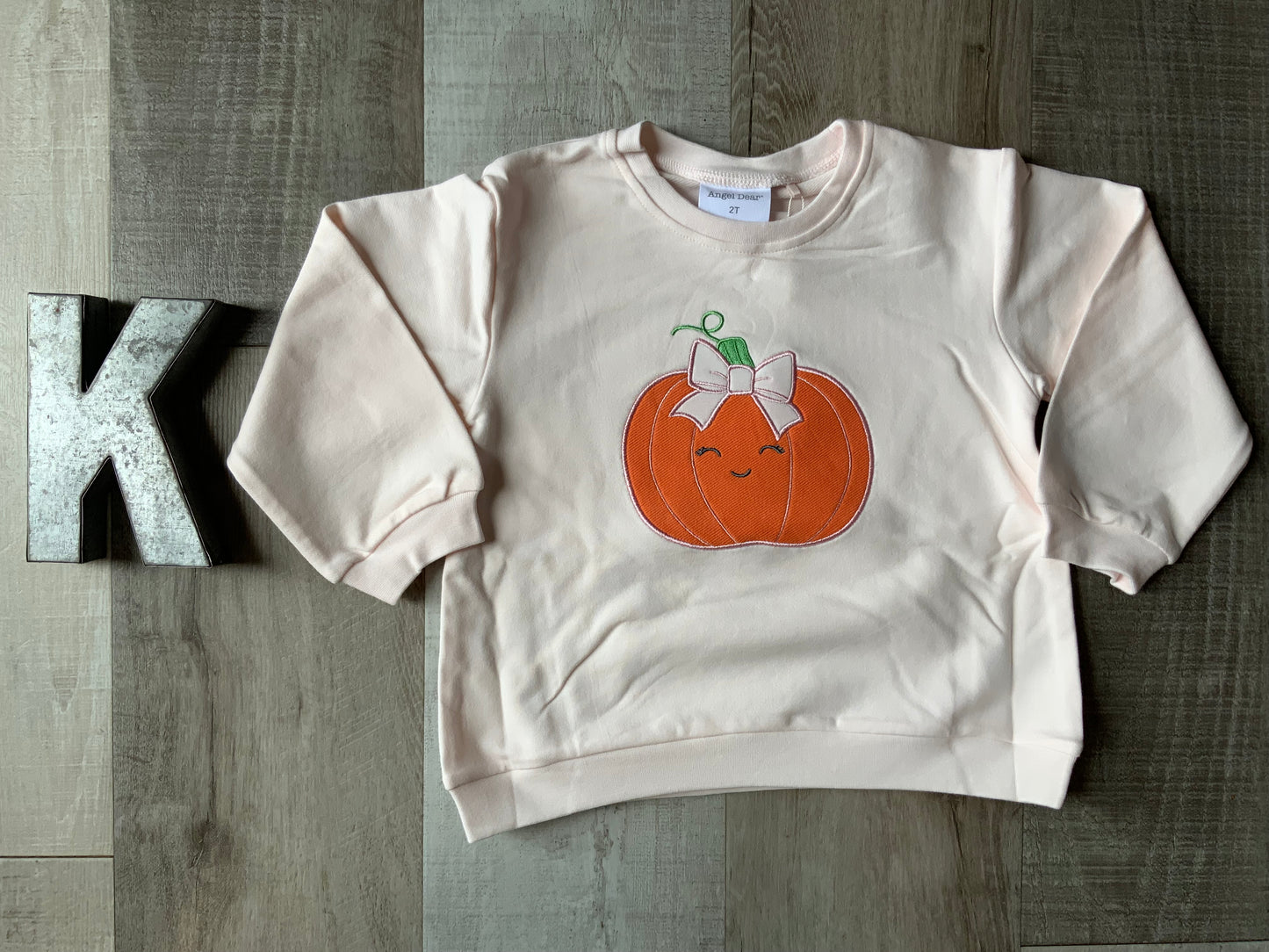 Pink Embroidered Pumpkin Bow Sweatshirt