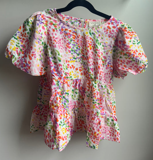 Pink Abstract Peplum Top