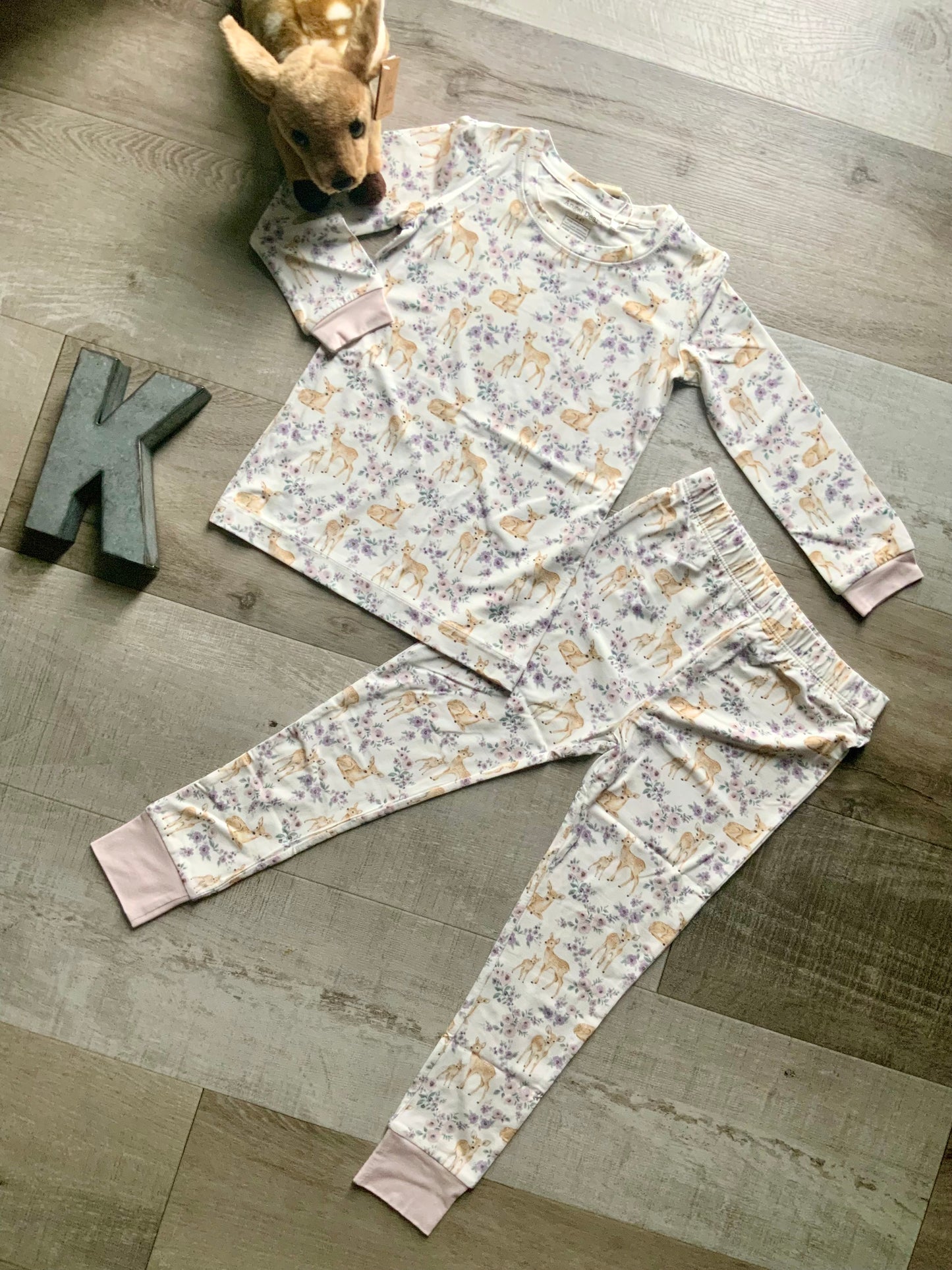 Floral Fawn Long Sleeve Pjs