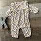 Floral Deer Ruffle Romper