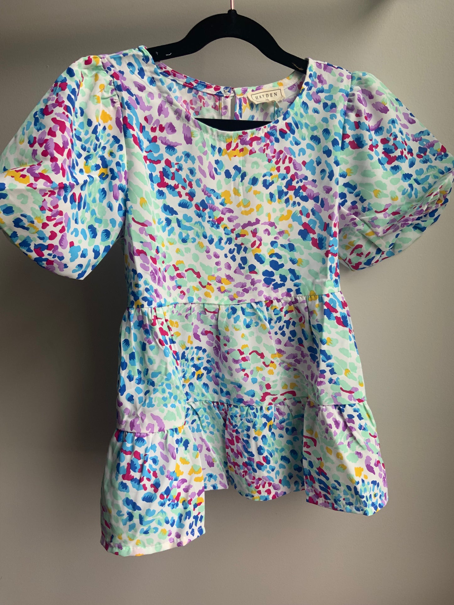 Blue Abstract Peplum Top