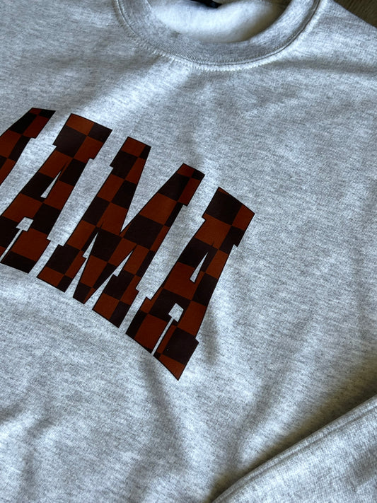 Mama Brown Checkered Crewneck Sweatshirt