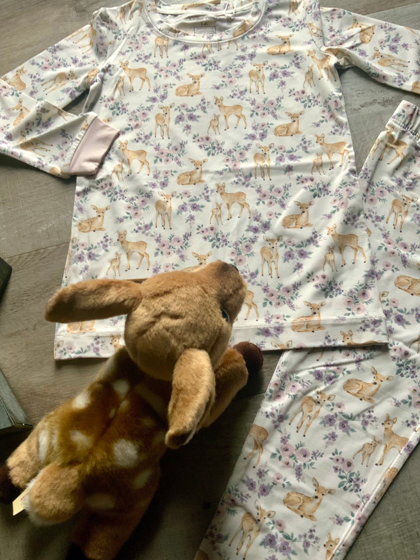 Floral Fawn Long Sleeve Pjs