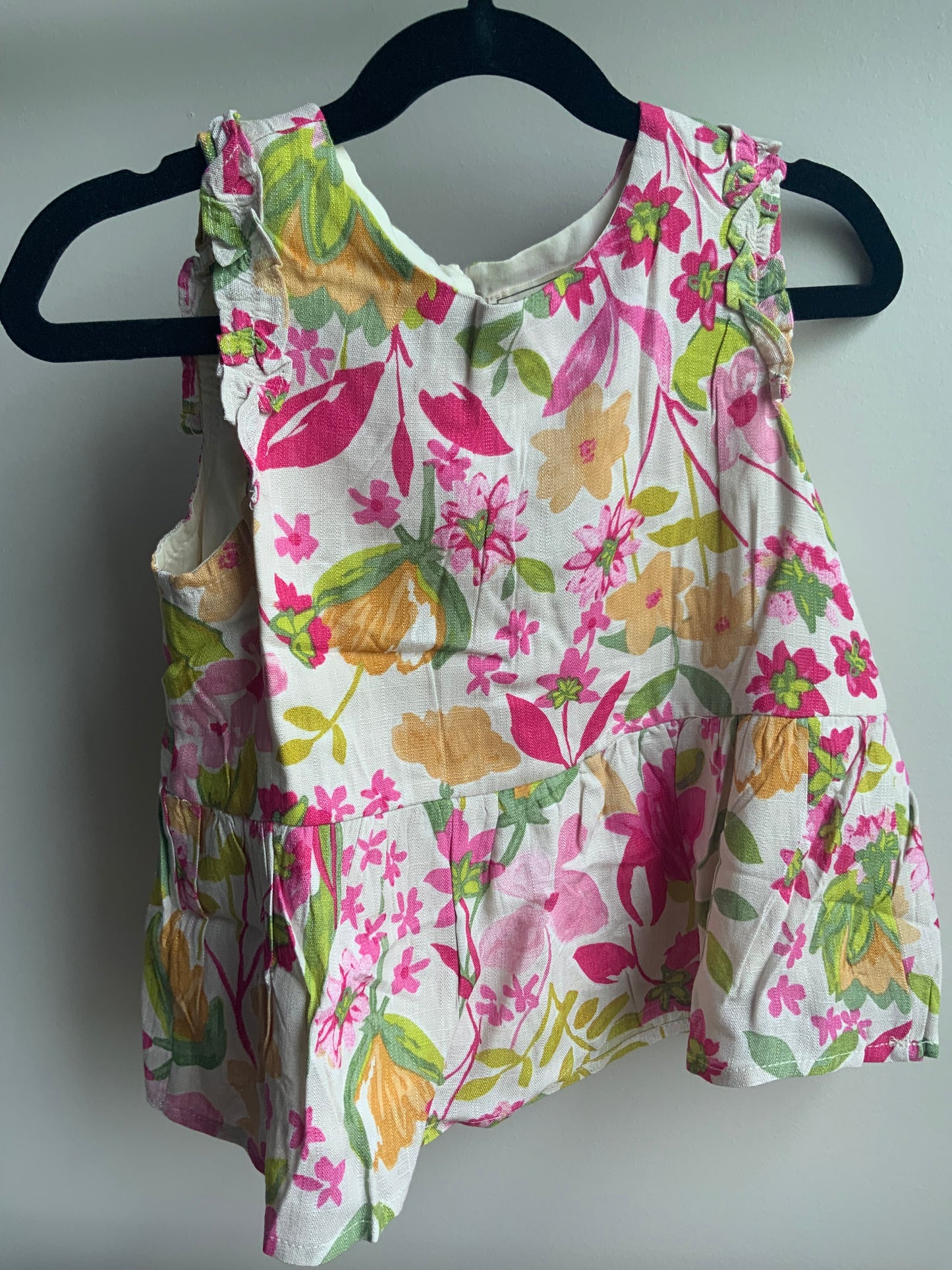 Pink Floral Print Peplum Tank