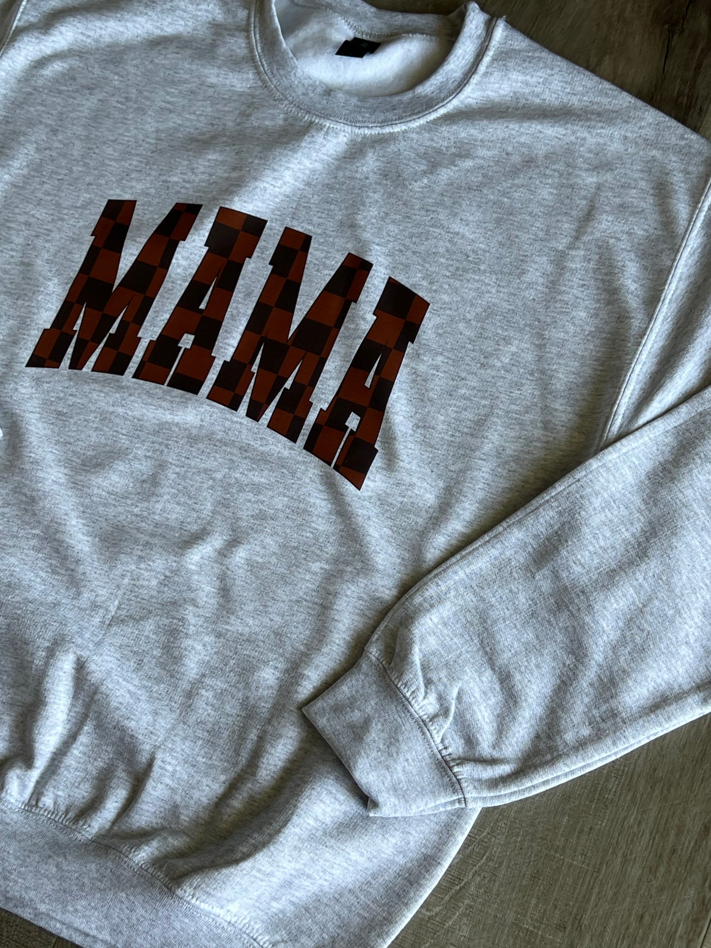 Mama Brown Checkered Crewneck Sweatshirt