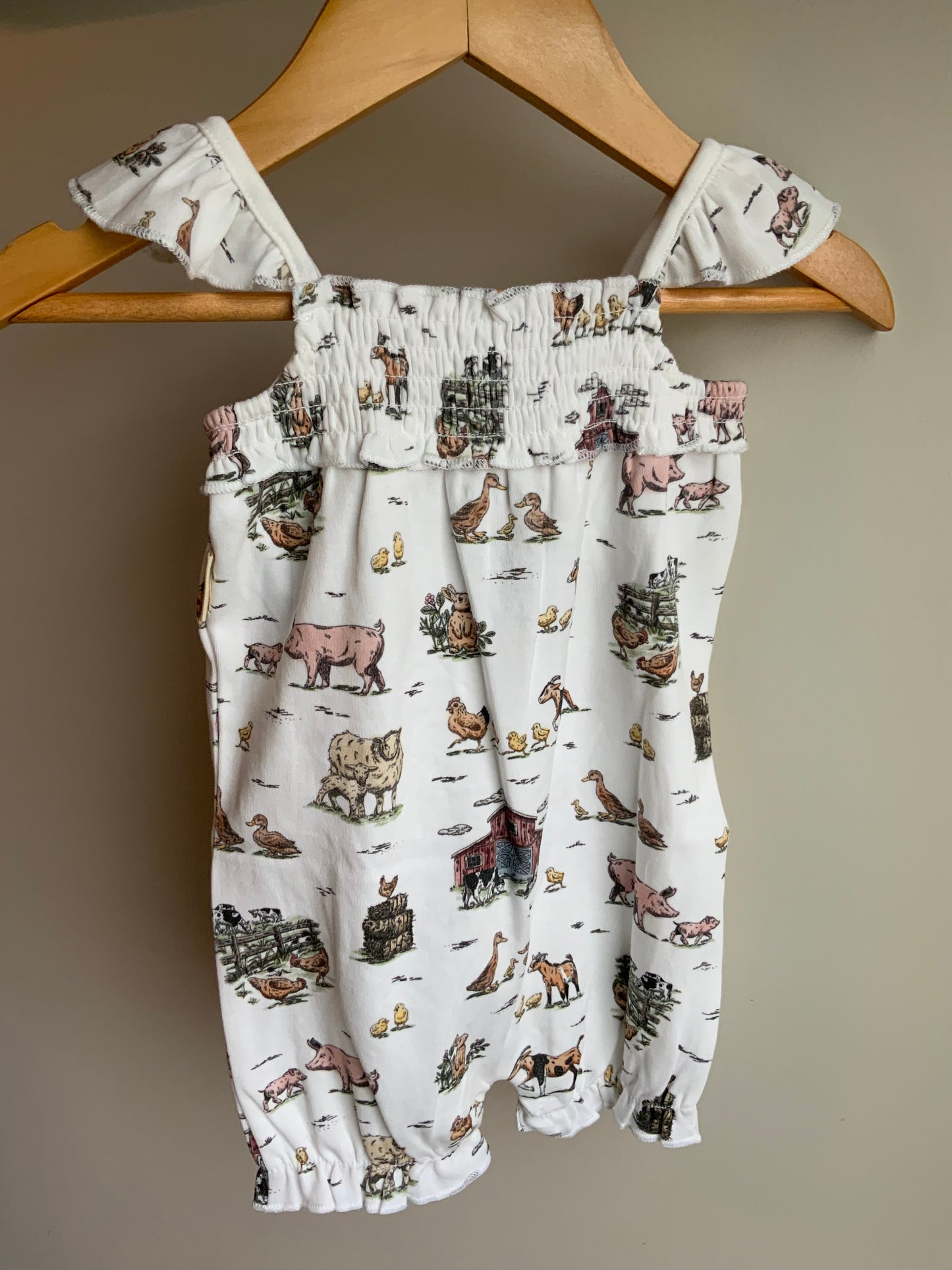 Organic Cotton Smocked Farm Romper