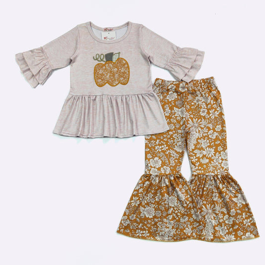 Floral Embroidered Pumpkin Bell Set