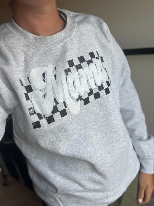 Retro Checkered Mama Ash Sweatshirt