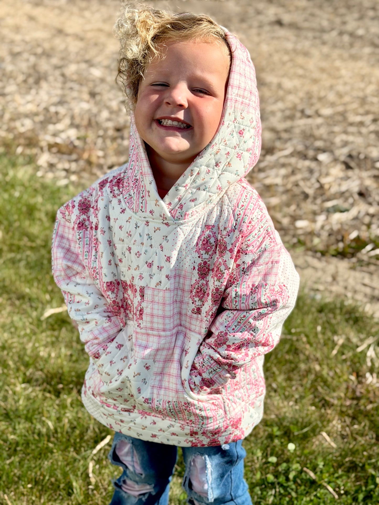 Pink Quilted Hoodie