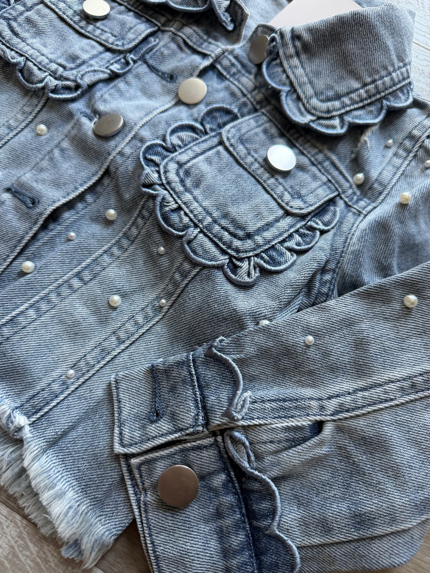 Scalloped Pearl Denim Jacket