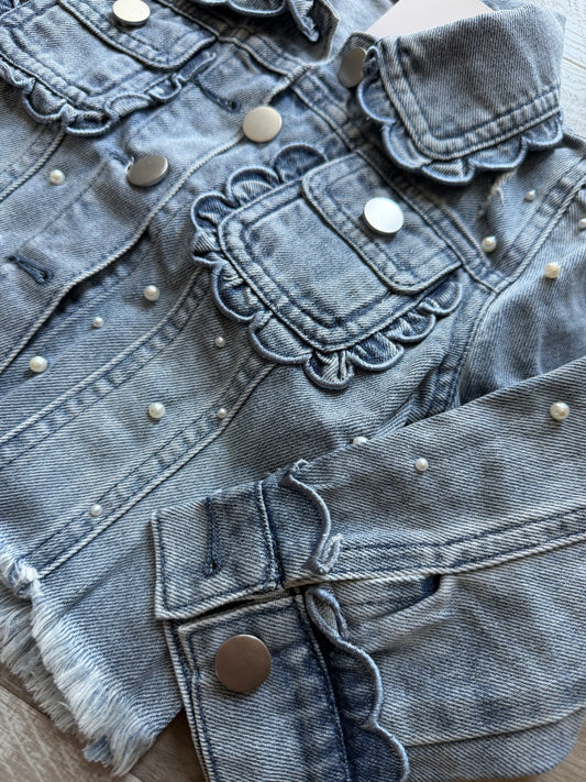 Scalloped Pearl Denim Jacket