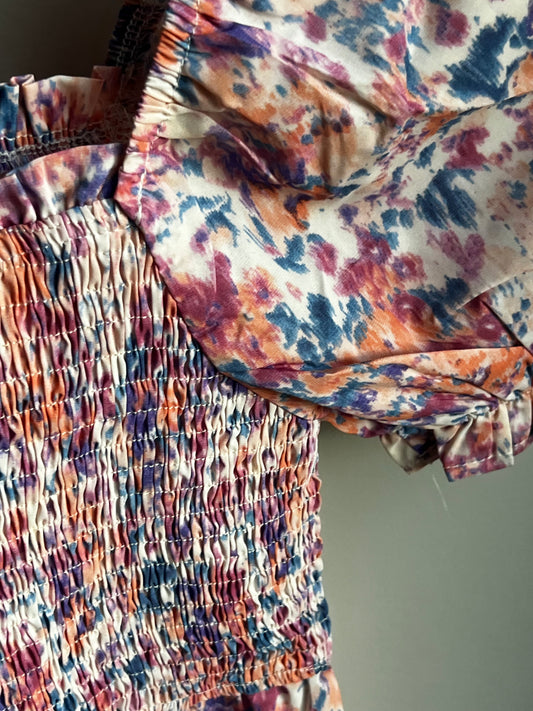 Purple Watercolors Rouch Blouse