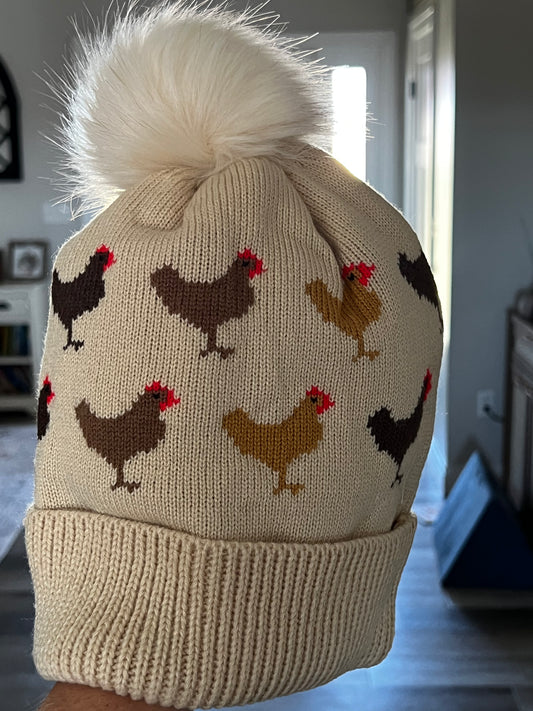 Chicken Knit Pom Beanie