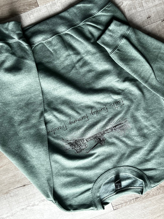 Faith. Family. Farming. Freedom Heather Green Sweatshirt