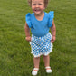 Blue Lace Checkered Shorts Set
