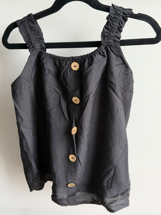 Black Button Detail Tank