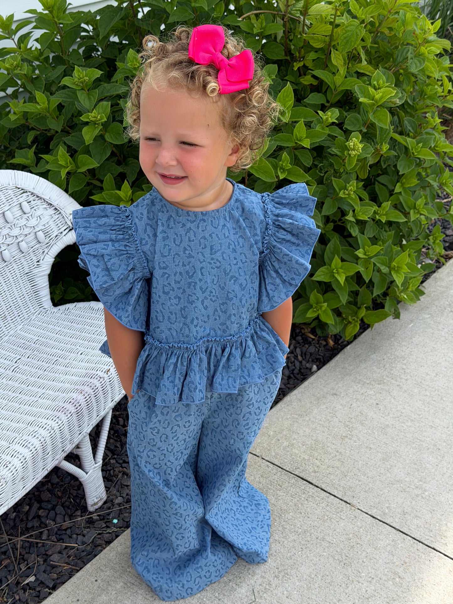 Denim Cheetah Ruffle Set