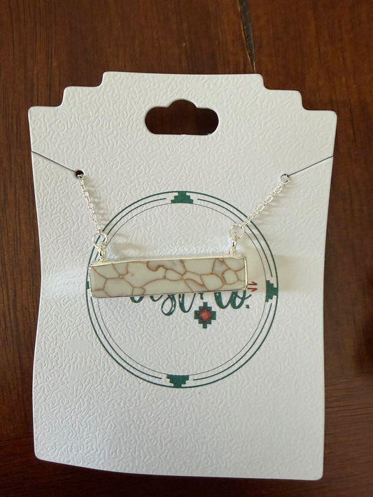 Dainty Silver Necklace w/ Ivory Bar