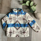 Ivory & Blue Aztec Sherpa Pullover
