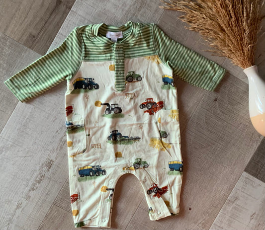 Farm Machines Stripe Romper