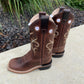 Brown Square Toe Boot with Brown Top