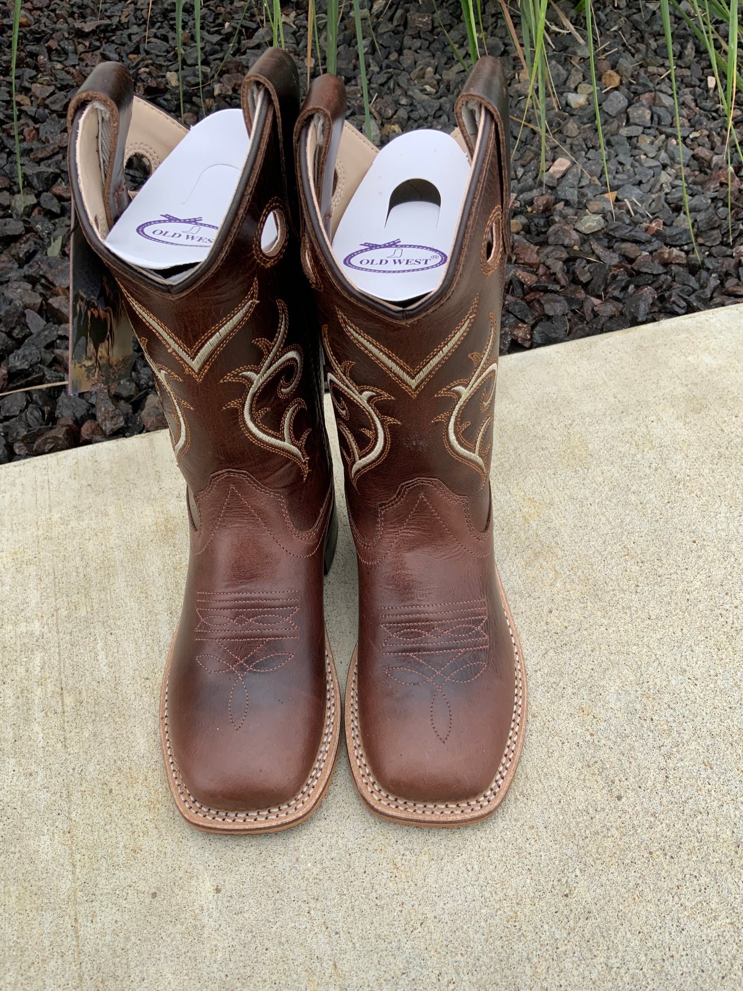 Brown Square Toe Boot with Brown Top