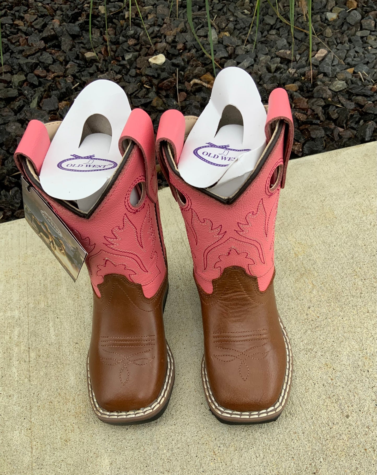 Tan Canyon Square Toe Boot with Pink Top