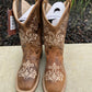 Brown w/ Ivory Stitched Square Toe Boot
