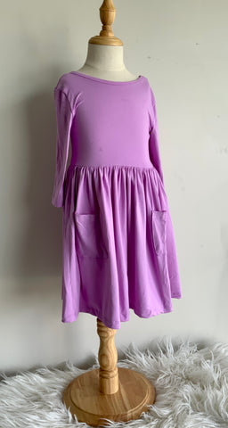 Bright Lilac Pocket Twirl Dress