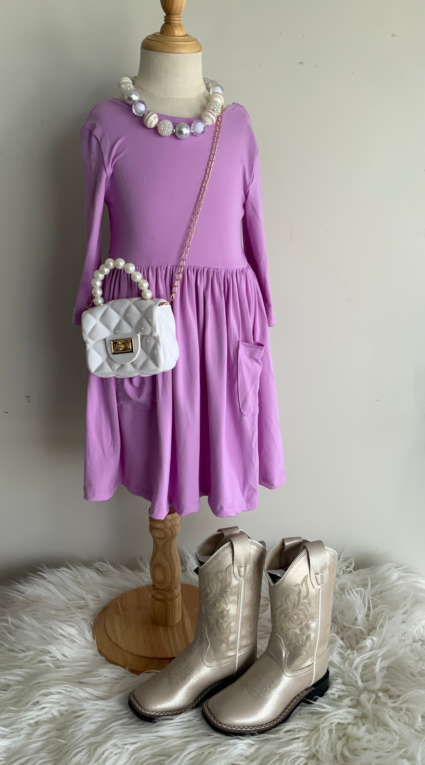 Bright Lilac Pocket Twirl Dress