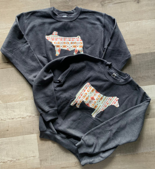 Dark Gray Crewneck Livestock Youth Sweatshirt