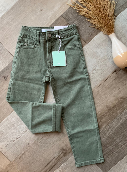 Olive High Rise 90’s Straight Denim