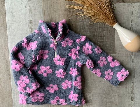 Gray & Lilac Floral Sherpa