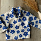 Blue & White Floral Sherpa