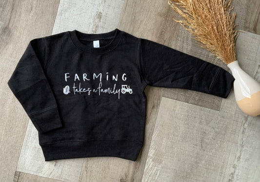 Farming Takes a Family Black Crewneck Sweatshirt