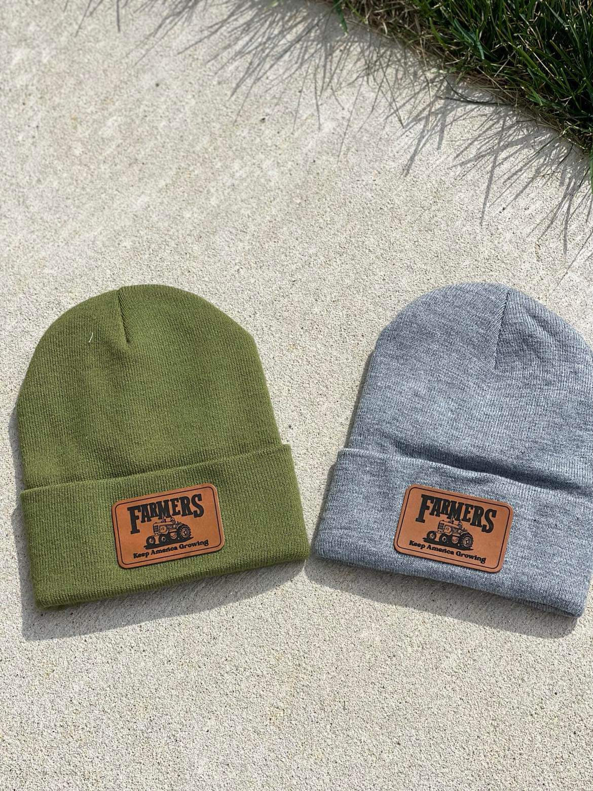 Farmers Keep America Growing Leather Patch Beanies