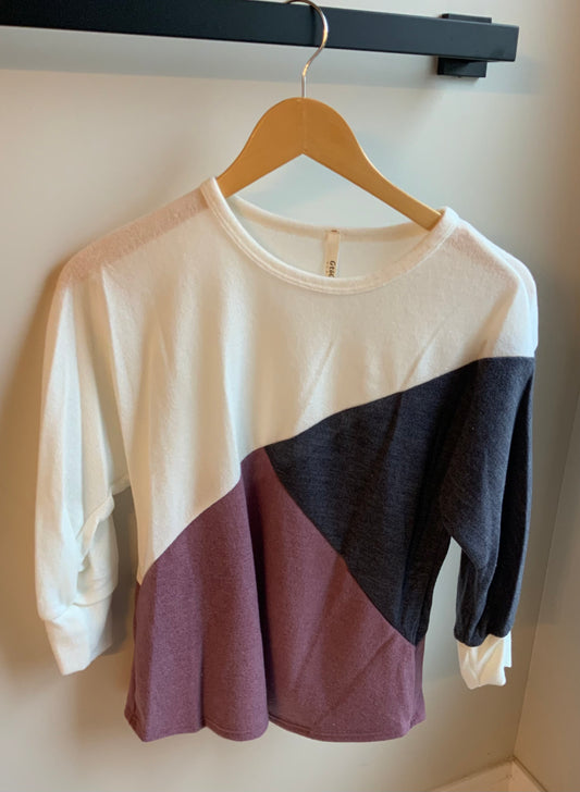 Mauve & Ivory Color Blocked Top