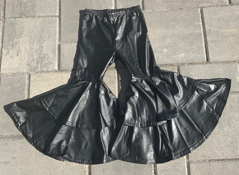 Black Pleather Double Bell Pants