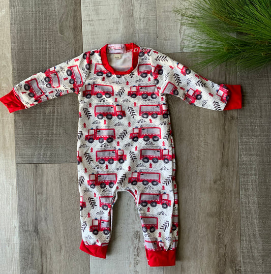 Fire Truck Waffle Romper