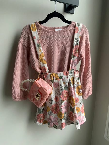 Pink Floral Jumper Dress