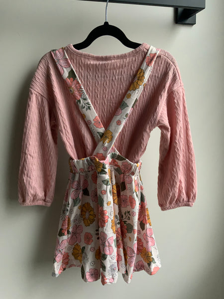 Pink Floral Jumper Dress